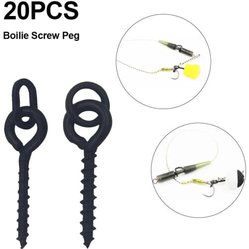 20PCS Boilie Screw Peg With Ring Swivel Bait Holder Screw Carp Fishing Accessories