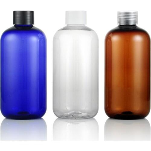 250ML 24pcs PET Lotion Screw Cap Bottle,Amber Plastic Cosmetic Container,Empty Shampoo Sub-bottling,Essential Oil Bottle
