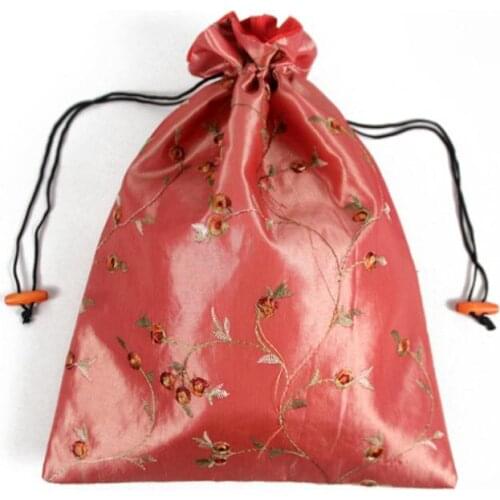27*37cm Traditional Chinese Embroiderd Women Highheel Silk Shoe Bags Pouch Purse Drawstring Storage Bag SN2083
