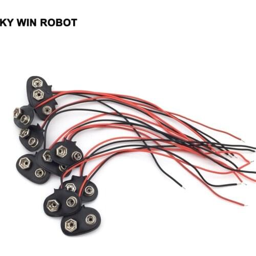 5-10pcs/lots T type 9V Battery Snap Connector clip Lead Wires holder Line length 15CM