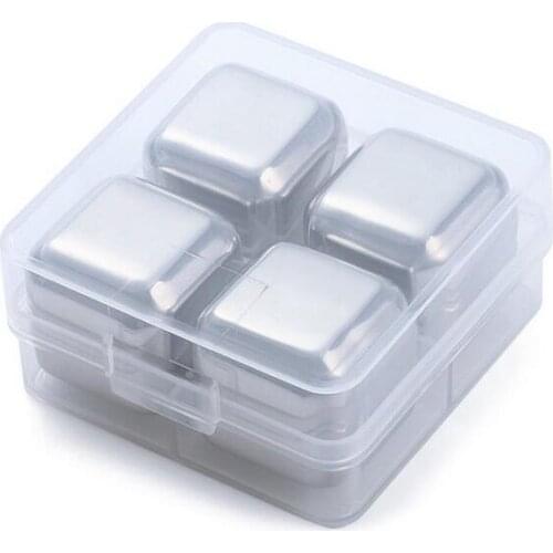 50set NEW 4Pcs/set Whiskey Wine Beer Stones Stainless Steel Cooler Stone Ice Rocks Cube Alcohol Physical Chiller Stone ZA0902