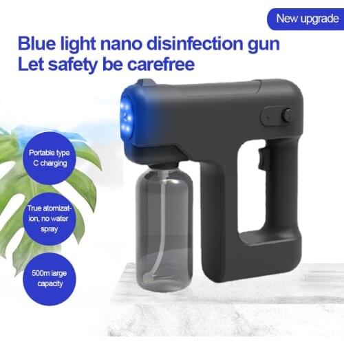 2021 New Sterilization Sprayer 500ML Large Capacity Wireless Nano Blue Light Steam Spray Disinfection Sprayer Gun USB Charging