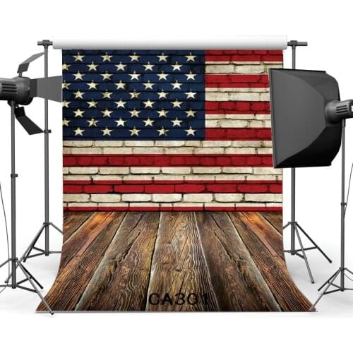Seamless Photography Backdrops American Flag & Stars and Stripes Pattern Brick Wall Nostalgia Wooden Photo Backgrounds