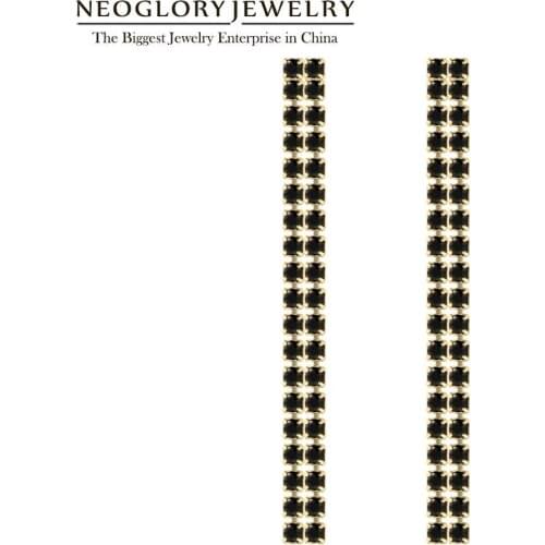 Neoglory 2020New Fashion 2MM CZ 2Rows 5cm Claw Chain Crystal Tassel Earrings For Women Bride Jewelry For Wedding Gift Souvenir