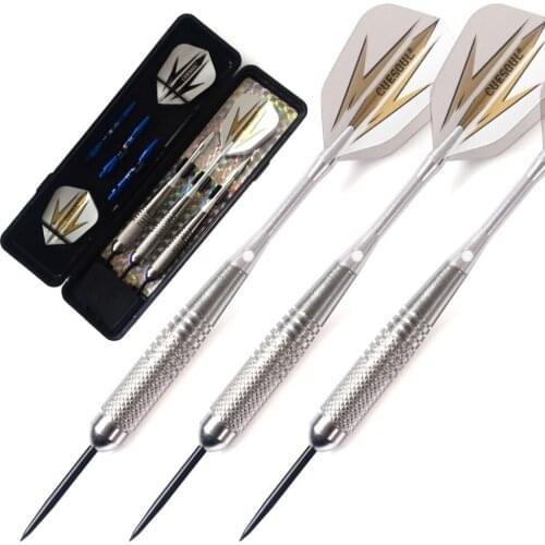 CUESOUL Archer 20 Grams Steel Tip Brass Barrels Grid Nickle Planting Darts Set with Aluminum Shafts and Case