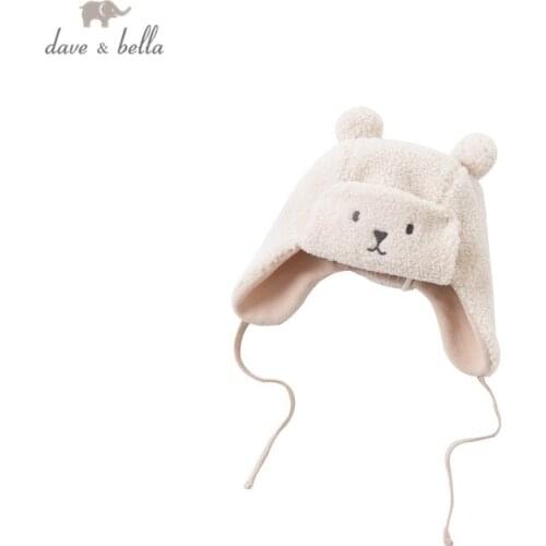 DB15867 dave bella winter new born baby unisex cute cartoon bear hat girls boys fashion knitted cap