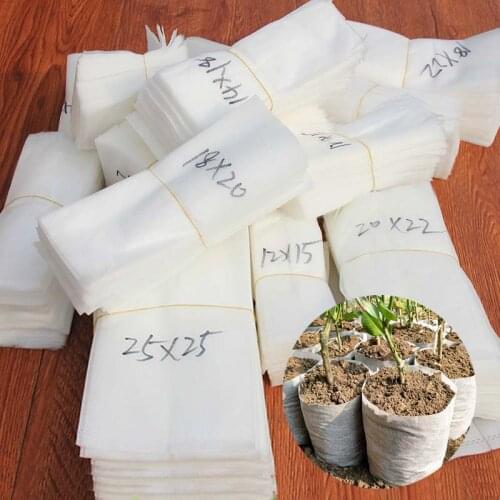 100PCS/Lot Eco-Friendly Plant Grow Bags Nursery Bags Non-woven Different Sizes Biodegradable Seedling Pots Aeration
