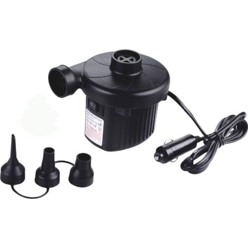 DC 12V Electric Air Pump For Air Bed, Mattress, Inflatable Boat, Pool, Sofa or Toy with Car Charger and Household AC 110V-220V