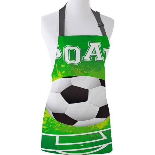 Soccer Curtains Balls Football Design Print Apron Print Unisex Kitchen Bib with Adjustable Neck for Cooking Gardening