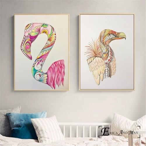 Flamingo Eagle Abstract Birds Posters and Prints Wall art Decorative Picture Canvas Painting For Living Room Home Decor Unframed