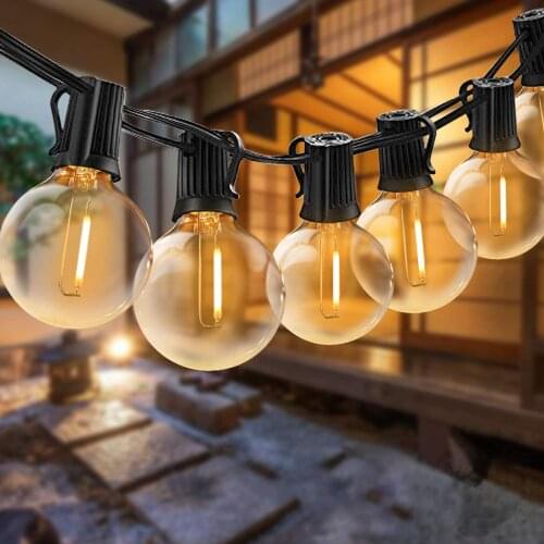 AC220V G40 Globe Fairy String Light Party Garland String Light Warm White 25 Led Clear Vintage Bulbs Decorative Outdoor Backyard