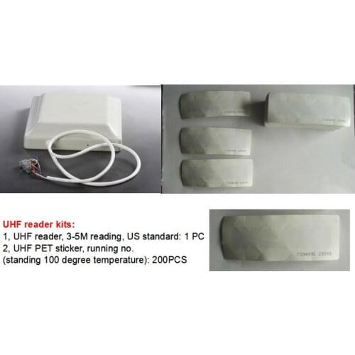 UHF card reader,3-5M reading with EU standard+ 200 PCS of UHF PET sticker kits