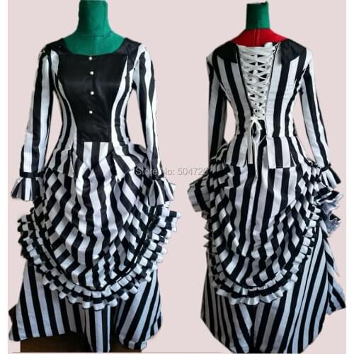 Customer to order!Luxs 19th Black Eras scarlett Southern Belle Gown White Lace Theatre dress victorian dresses civil war SW-015