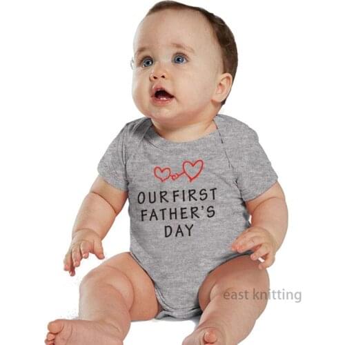 DERMSPE Newborn Baby Summer Soft Round Neck Romper Fashion Letter Printing Short sleeved Jumpersuit Boys Girls Gray Clothes