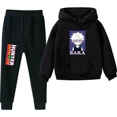 Hunterxhunter BAKA Toddler Infant Boys Girls Clothing Set for Kids Hoodies Sweatshirt for Baby Tracksuits Outfit+Pants 2Pcs/Sets