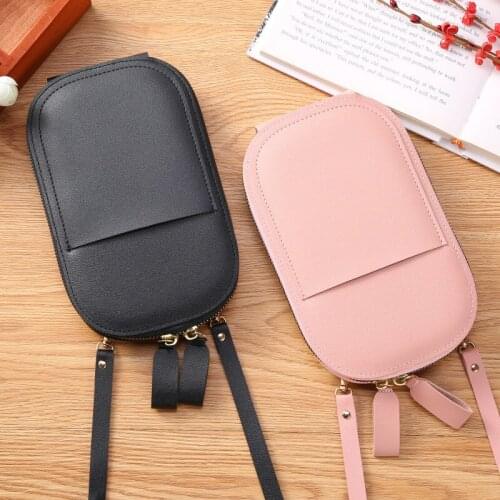 Korean Shoulder Messenger Coin Purse Womens Zipper Wallets Card Holders Ladies Fashion Handbag Large Caliber Phone Money Bag