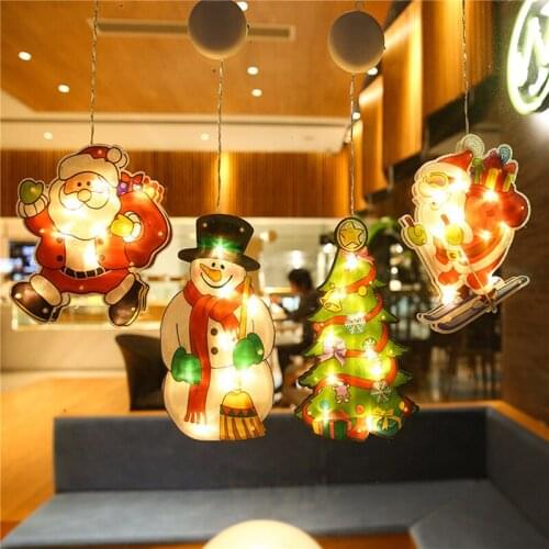 Hanging Christmas Decoration Light Santa Claus Lamp With Suction Cup Scene Pendant Decor Home Decor For Christmas Xmas Party