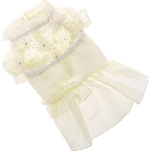 Summer Thin Princess Dress Pet Cotton Embroidered Dog Skirt Hollow Out Dresses For Cat Dog Daily Clothing