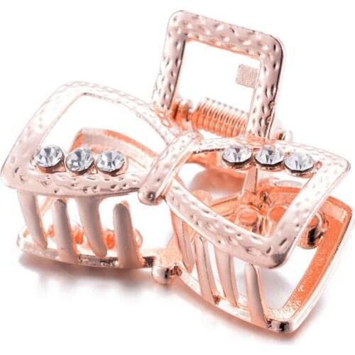 Rose Gold Metal Rhinestone Hair Claws Ornaments Brand Design Hair Jewelry Bow-knot Geometric Crab Clip Wedding Hair Accessories