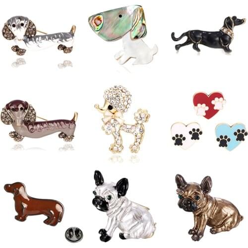 Cute White/Black Dripping Oil Dachshund Brooch Cute Puppy Brooch Pin Coat Button Pins Denim Pin Badge