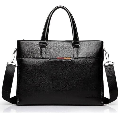 Cowhide mens business briefcase cowhide leather man vintage cross-body one shoulder computer bag Luxury leather bag