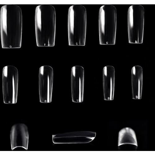 500PCS False Nails Clear French Acrylic Nail Tips Traceless Fake Coffin Full Cover Fake Nails 10 Sizes Nail Salons DIY Nail Art