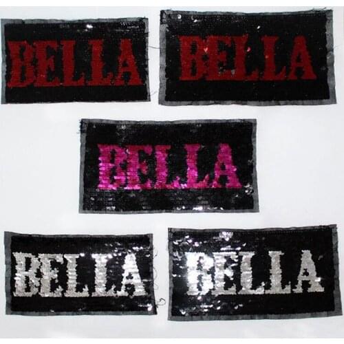 1PCS Reversible Letter Sequins Sew On Patches for clothes DIY Patch Applique Bag Clothing Coat Sweater Crafts
