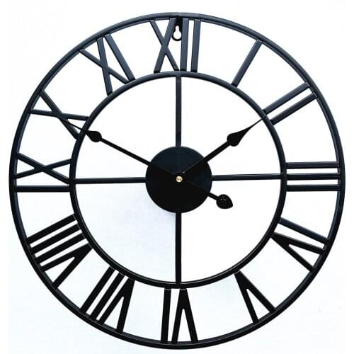Retro Creative Metal Wrought Iron Roman Hanging Clock Living Room Decorative Loudspeaker Mute Study Room Wall Mounted Clock