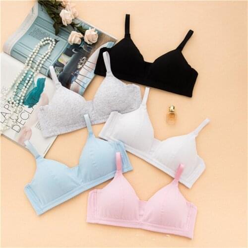 New triangle cup underwear French girl bra small chest bra cotton cotton bra without steel ring 12-18Y girls bra