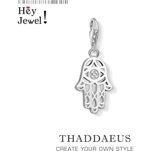 Hand of Fatima Charm Pendants For Women Men Vintage Amulet 925 Sterling Silver Jewelry Fit Bracelet Necklace