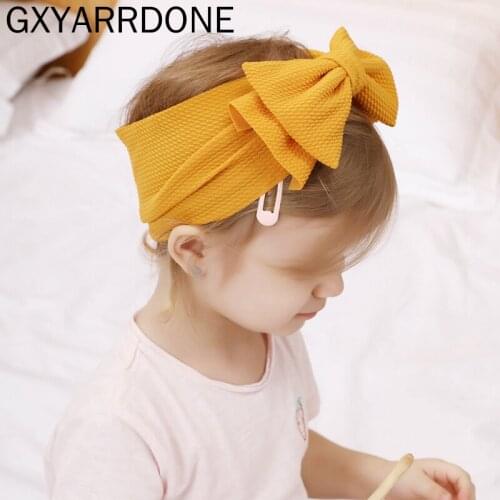 Baby Girls Messy Bow Headband Fabric Double Neck Nylon Girls Headwraps Stretchy Children Double Bow Knot Turban Hair Accessories