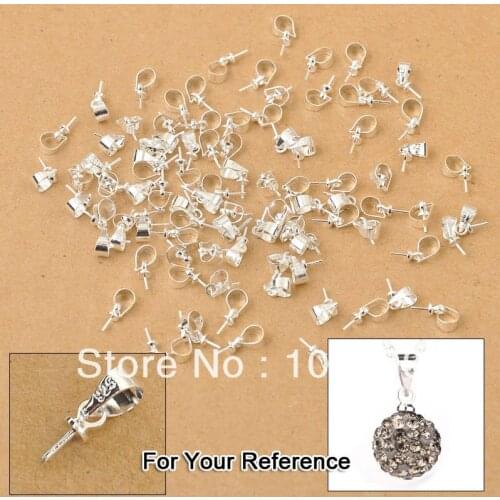Wholesale 100PCS A Lot Design Jewelry Findings 925 Sterling Silver Bail Beads Cap Connectors For Pendants Nice