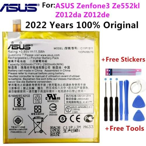 Original ASUS High Capacity C11P1511 Battery For ASUS Zenfone3 Ze552kl Z012da Z012de 2900mAh+Free Tools