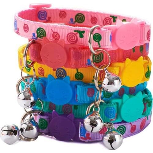 Pet Necklace Kitten Collar Dog Collar Cartoon Cat Tasmas Collar With Bell Neck Strap Polyester Adjustable Buckle Kitten Puppy