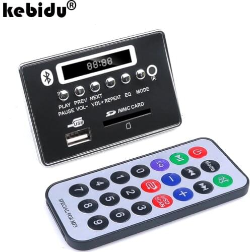 Kebidu New Hands-free MP3 Decoder Board USB FM Aux Radio USB Bluetooth Module Remote Control Integrated Car MP3 Player For Car