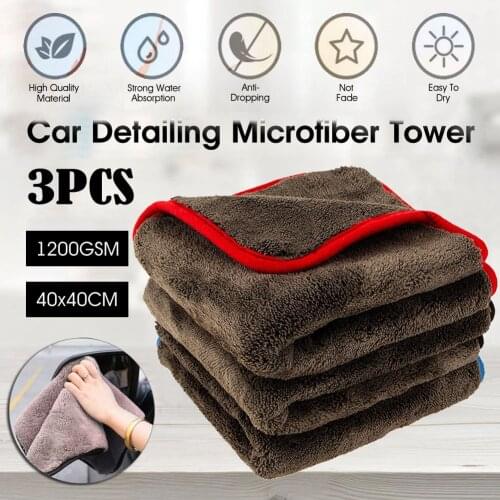 New 1200gsm Car Detailing Microfiber Towel Thick Water Absorption Coral Velvet Cleaning Drying Cloth Washing Kitchen Care Cloth