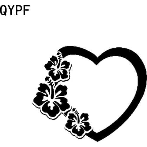 QYPF 13CM*10.8CM Fashion Heart Cute Flowers Love Vinyl Car Sticker Decoration Decal Black/Silver C15-0659