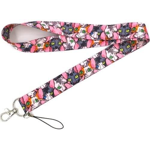 Hairless Sphynx Cat Lanyard for Keys Phone Cool Neck Strap Lanyard for Camera Whistle ID Badge Cute webbings ribbons Gifts