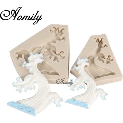 Aomily Ocean Spray Shaped 3D Silicon Fondant Chocolate Candy Cake Bakeware Mold DIY Pastry Bar Ice Block Soap Mould Baking Tool