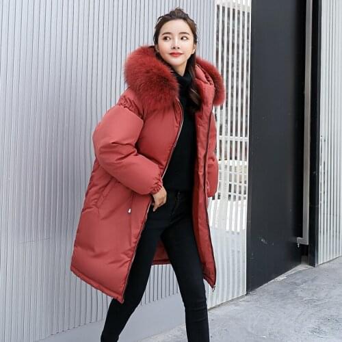 Clothes Polyester Zipper High Waist Full Flocking New Arrival Woman Long Fund 2018 Winter New Korean Jacket Cotton Loose Coat