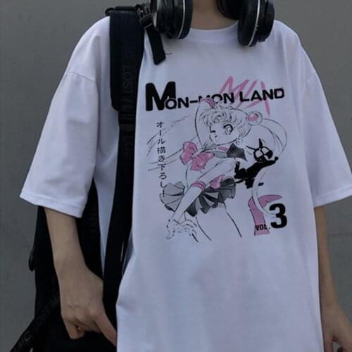 Women T-shirt cotton casual black Harajuku shirt clothing vintage loose New Summer sweet girls tops clothes Ulzzang streetwear