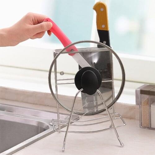 1pcs Home Storage Rests Kitchen Tools Knife Pot Holder Stainless Steel Pan Pot Cover Lid Rack Stand Stove Organizer Cocina