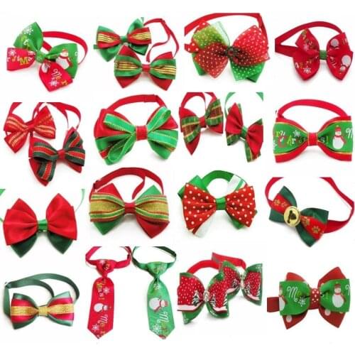 100pc/lot Christmas Holiday Dog Bow Ties Cute Neckties Collar Pet Puppy Dog Cat Ties Accessories Grooming Supplies P88