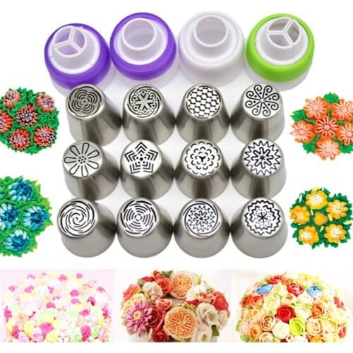 12Pcs/Set Russian Tulip Icing Piping Nozzles Stainless Steel Flower Cream Pastry Tips Nozzles Cake Decorating Kitchen Accessori