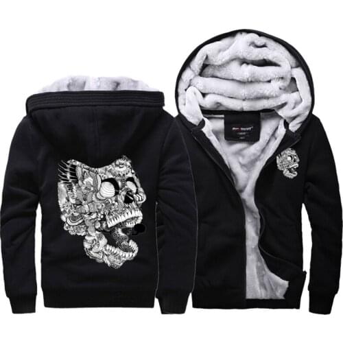 2021 Winter Outdoor Fleece Cartoon Skull camouflage Jacket Men Thick Cotton-padded Clothes Mens Large Size Cotton Coat