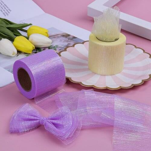 25Yards 6CM Symphony Lines Tulle Roll Organza Ribbon HX010 DIY Bow Hair Accessories Tutu Skirt Girl Hairpin Material
