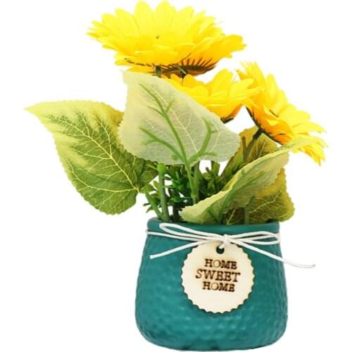 American Sunflower Flower Pot Artificial Sunflowers Bouquets Ornaments 1PCS Spring 11*11*23cm Home Office Party Wedding Decor