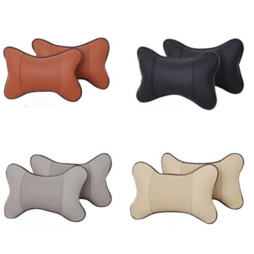 Double Sided PU Leather Car Neck Pillow Breathable Neck Headrest Pillows Car Covers Neck Cushion Auto Accessories