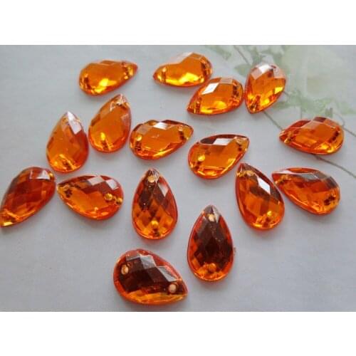 Orange colour beads Drop shape 8*13mm rhinestones Sew on crystal gem stones Acryl crystal strass diamond hand sewing 300pcs