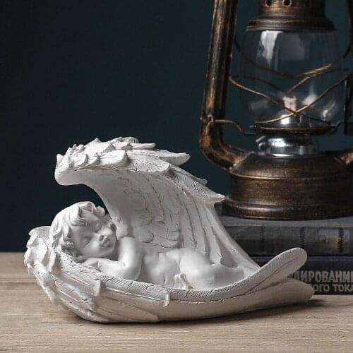 Girl Wing Angel Model Ornaments Desktop Figure Artwork Crafts Resin Sculptures Modern Home Living Room Decor TS2